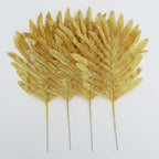 28 Pack Green And Gold Silk Tropical Monstera Palm Leaves, Assorted Artificial Jungle Theme Branches