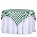 Polyester 54"x54" Table Overlay Square Tablecloth White/Green - Checkered Buffalo Plaid Design for Casual Table Settings
