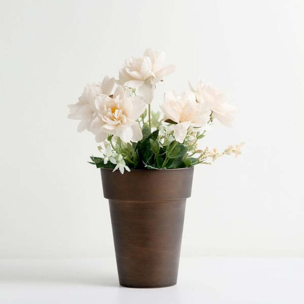 2-Pack Flower Plant Pots Medium Design Rustic Brown - Plastic Indoor Decorative Planters 6"