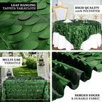 Taffeta 90"x90" Table Overlay Square Tablecloth Green - Leaf Petal Design for Stylish Celebrations