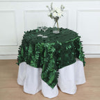 Taffeta 54"x54" Table Overlay Square Tablecloth Green 3D Leaf Petal Table Cover