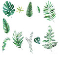 Green Tropical Assorted Leaves Wall Decals, Plant Peel Removable Stickers