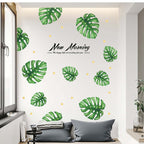Green Tropical Monstera Leaves Wall Decals, Plant Peel Removable Stickers