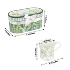 Greenery Theme Bridal Shower Gift Set, 2 Pack Porcelain Tea Cups With Matching Keepsake Gift Box and Satin Ribbon Handle - Bell Racket Store