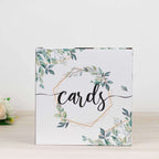 Greenery Theme Wedding Reception Gift Card Box with Geometric Gold Foil Print, Collapsible Money Card Box - 8"x8" - Bell Racket Store