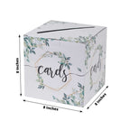 Greenery Theme Wedding Reception Gift Card Box with Geometric Gold Foil Print, Collapsible Money Card Box - 8"x8" - Bell Racket Store