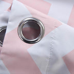 2 Pack White Blush Chevron Design Thermal Blackout Curtains With Chrome Grommet Window Treatment Panels - 52"x108"