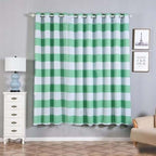 2 Pack White Mint Cabana Stripe Thermal Blackout Curtains With Chrome Grommet Window Treatment Panels - 52"x84"