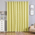 2 Pack White Yellow Lattice Room Darkening Blackout Curtain Panels With Grommet, Trellis Insulated Curtains 52"x96" - Clearance SALE