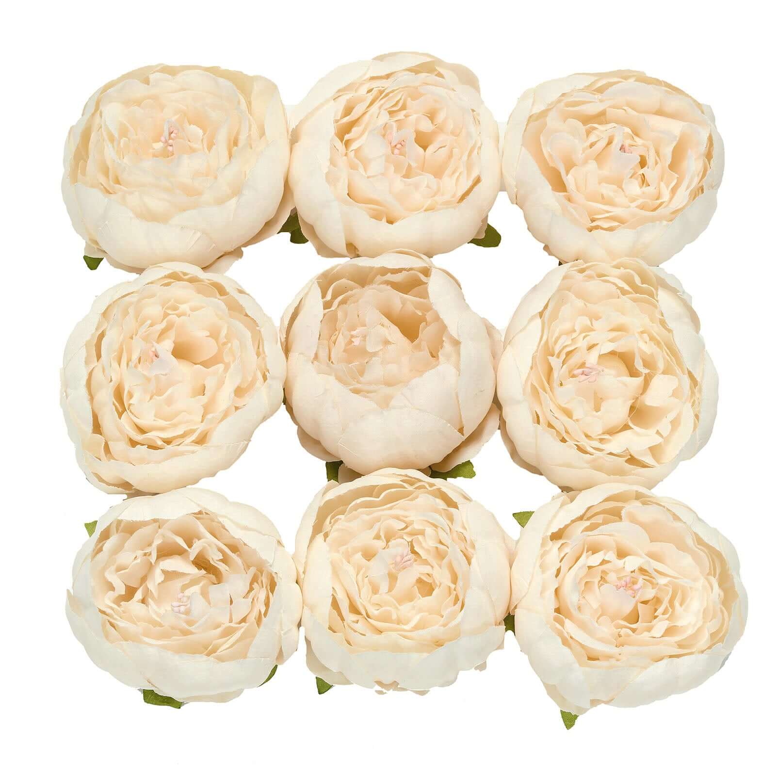 10-Pack Artificial Peony Flower Heads Beige - Versatile Faux Craft Flowers for DIY Event Styling Scrapbooking & Floral Arrangements 3"