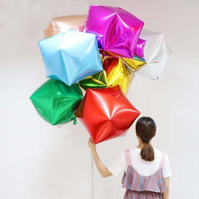 14" 4D Rose Gold Cube Shaped Mylar Foil Helium Air Balloons