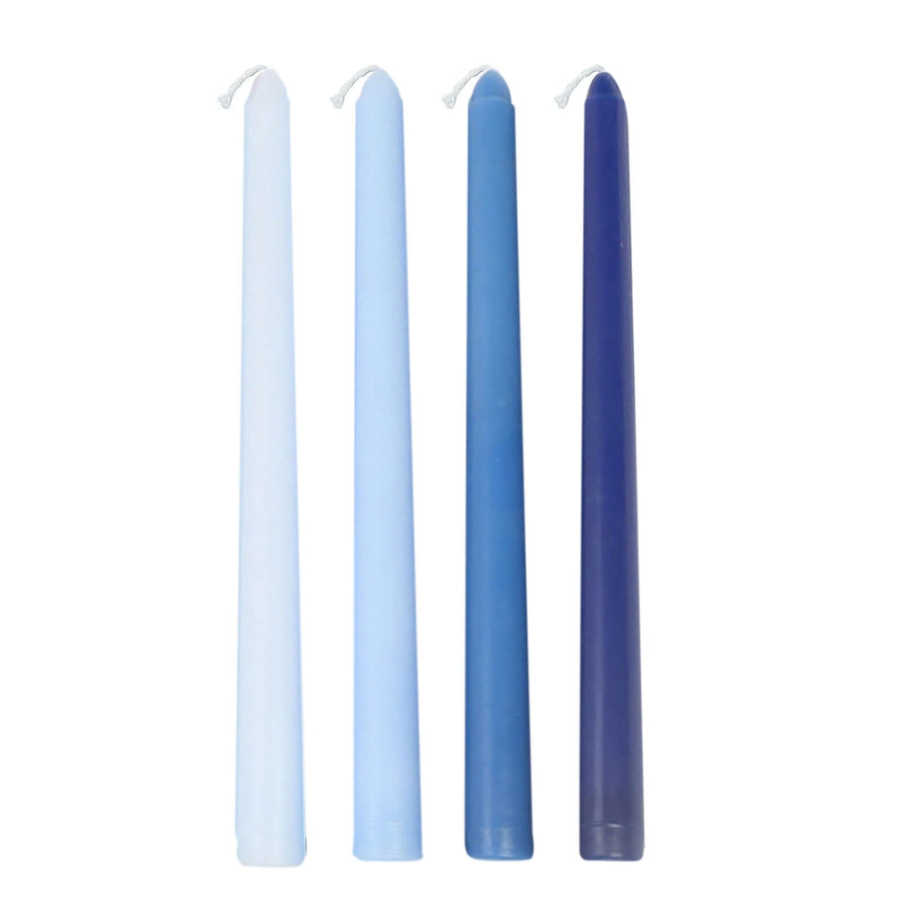 12-Pack Taper Candles Premium Wax Design Mixed Blue - Unscented Candles for Sophisticated Decor 10"