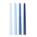 12-Pack Taper Candles Premium Wax Design Mixed Blue - Unscented Candles for Sophisticated Decor 10"