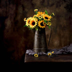 2 Bouquets 13" Yellow Artificial Silk Sunflower Flower Bushes