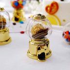 6 Pack 3.5" Clear Gold Mini Gumball Machine Treats Party Favor Boxes, Small Candy Container Gift Boxes