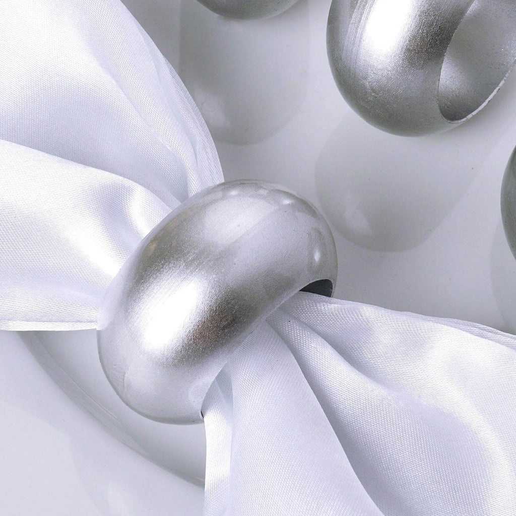 4 Pack Shiny Metallic Silver Acrylic Napkin Rings