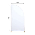 7ft Matte White Spandex Half Moon Chiara Backdrop Stand Cover, Custom Fitted Wedding Arch Cover