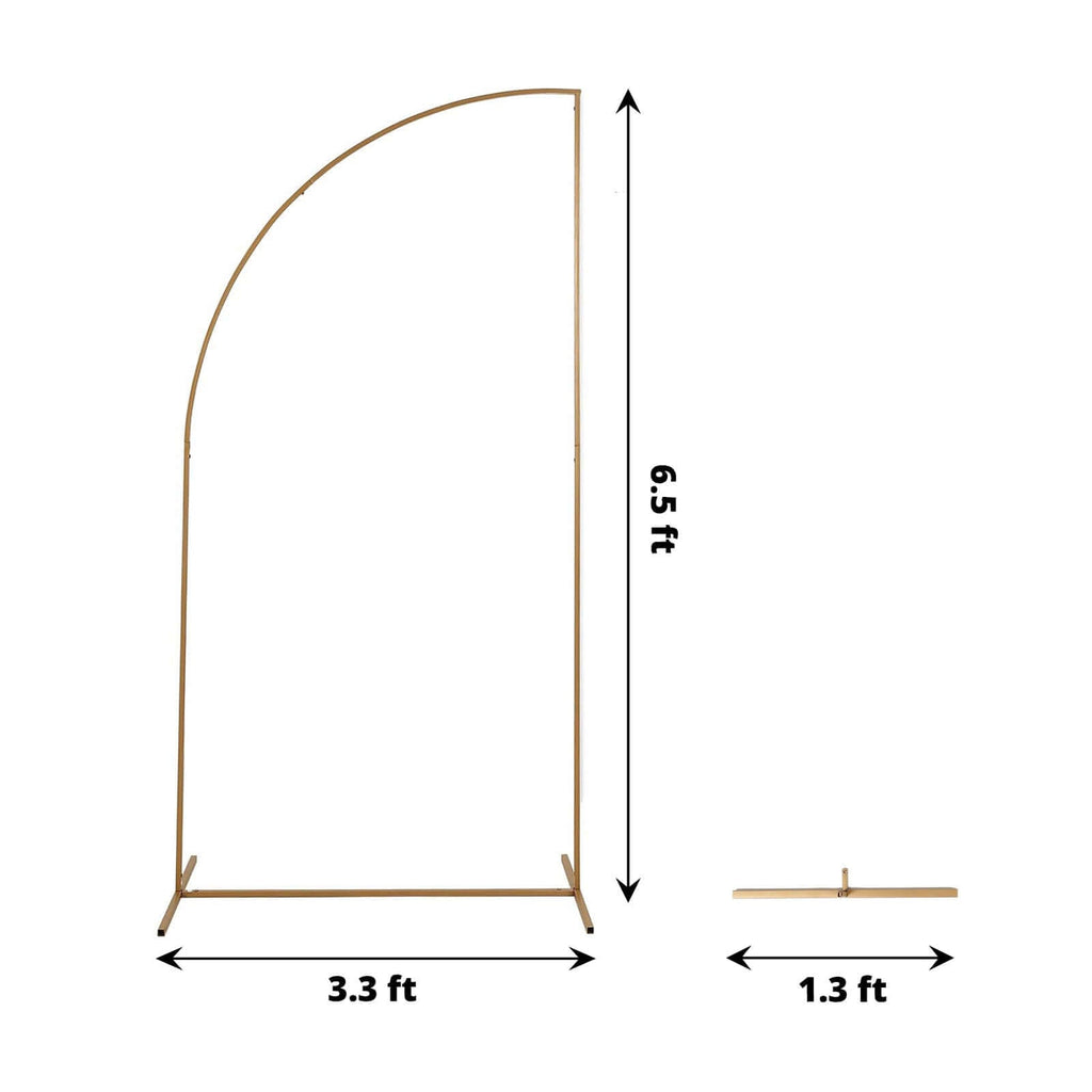 7ft Gold Metal Half Moon Floral Frame Wedding Arbor Stand, Chiara Backdrop Display Arch