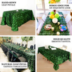 Taffeta 90"x132" Rectangle Tablecloth Green | 3D Leaf Petal Design Seamless Table Cover