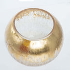 Glass Flower Vase Gold Foiled Crackle Bubble - Decorative Floral Centerpiece for Tables 6"