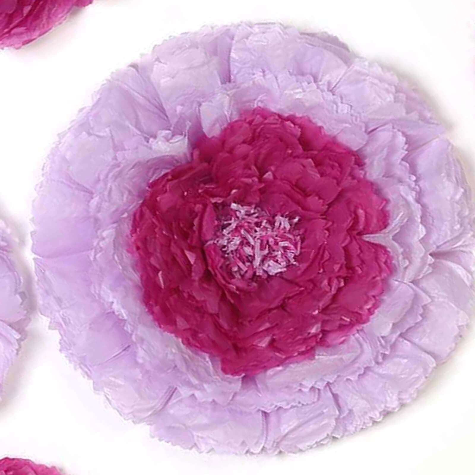 Set of 6 Lavender Giant Carnation 3D Paper Flowers Wall Decor - 12",16",20"