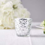 6-Pack Mercury Glass Votive Candle Holders Metallic Silver with Assorted Geometric Designs - Tealight Holders 3"