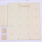 Natural Wood Rectangle Donut Wall Stand - Space Saving Detachable Rustic Chic Doughnut Pegboard Dessert Display Pretzel Bagel Holder 19"