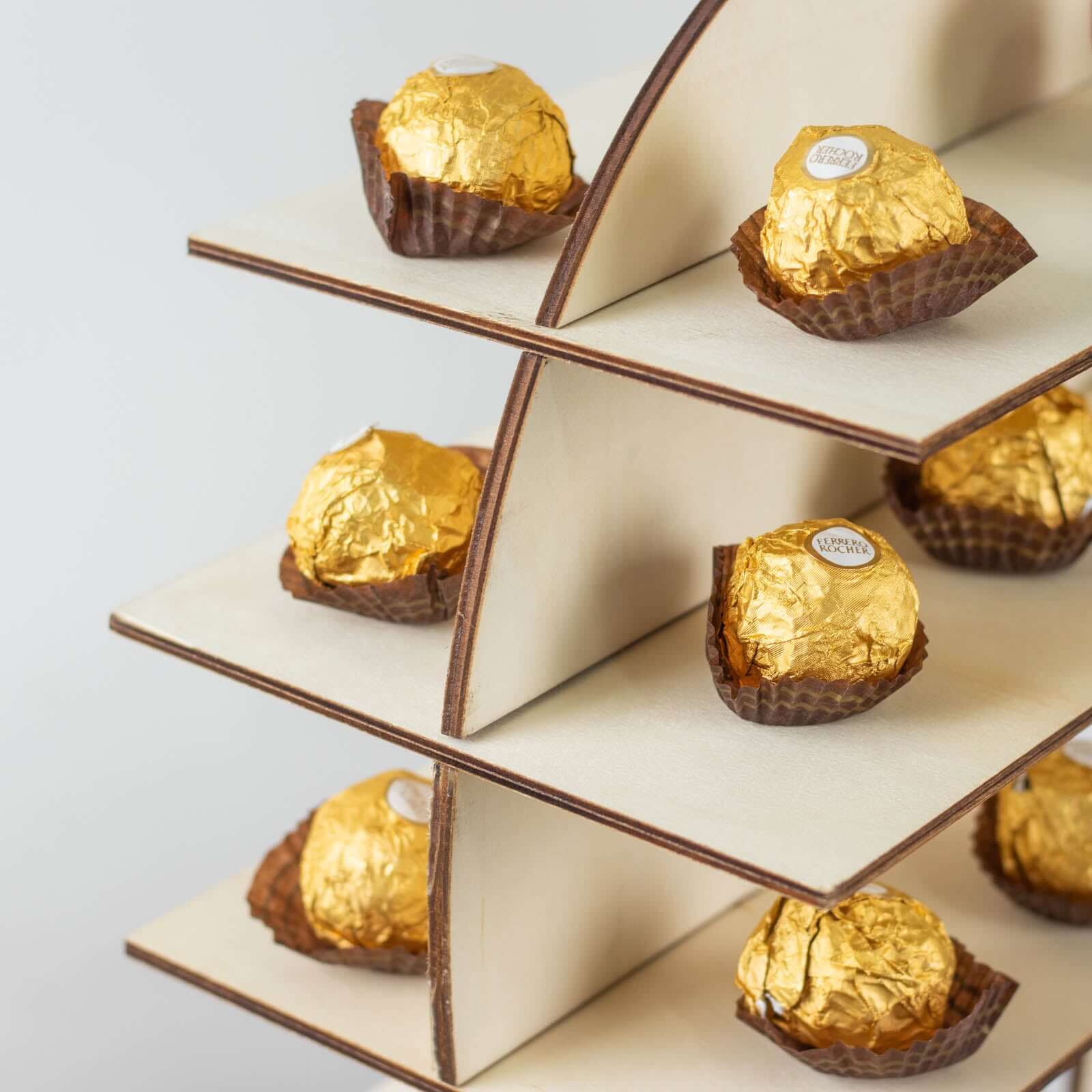 8-Layer Wooden Dessert Display Stand Heart Shaped Double Sided Design Natural - "Love" Cupcake Shelf Table Rack 26"