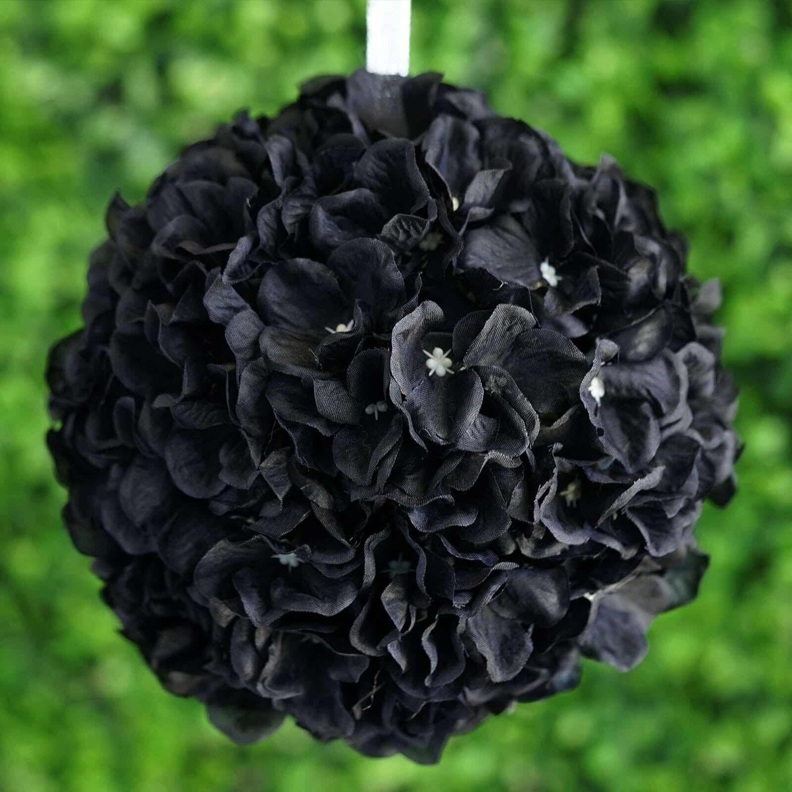 4 Pack 7" Black Artificial Silk Hydrangea Kissing Flower Balls