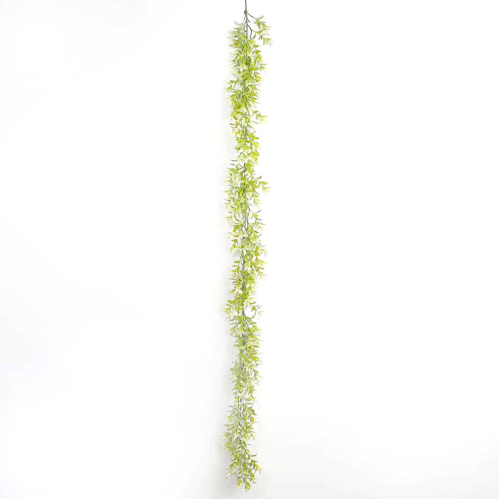 6.5ft Green Artificial Wandering Peperomia Tetragona Leaf Vine, Faux Table Hanging Garland