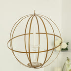 Hanging Sphere Candle Holder Gold Wrought Iron Open Frame Floral Display - Centerpiece Ball 12"