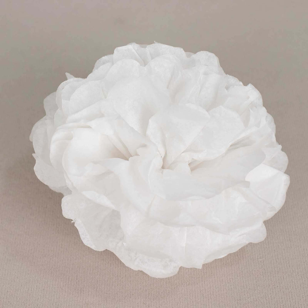 6 Pack 6" White Tissue Paper Pom Poms Flower Balls, Ceiling Wall Hanging Decorations