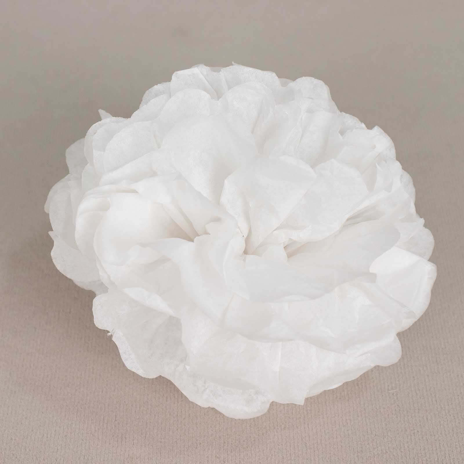 6 Pack 6" White Tissue Paper Pom Poms Flower Balls, Ceiling Wall Hanging Decorations
