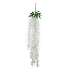 42" Silk Hanging Wisteria Flower Garland Vines in White, Elaborated 5 Full Strands in 1 Bush