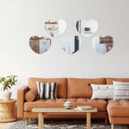 6-Pack Hanging Wall Decor Heart Glass Mirror Table Centerpiece - Reflective Decorative Display 10"