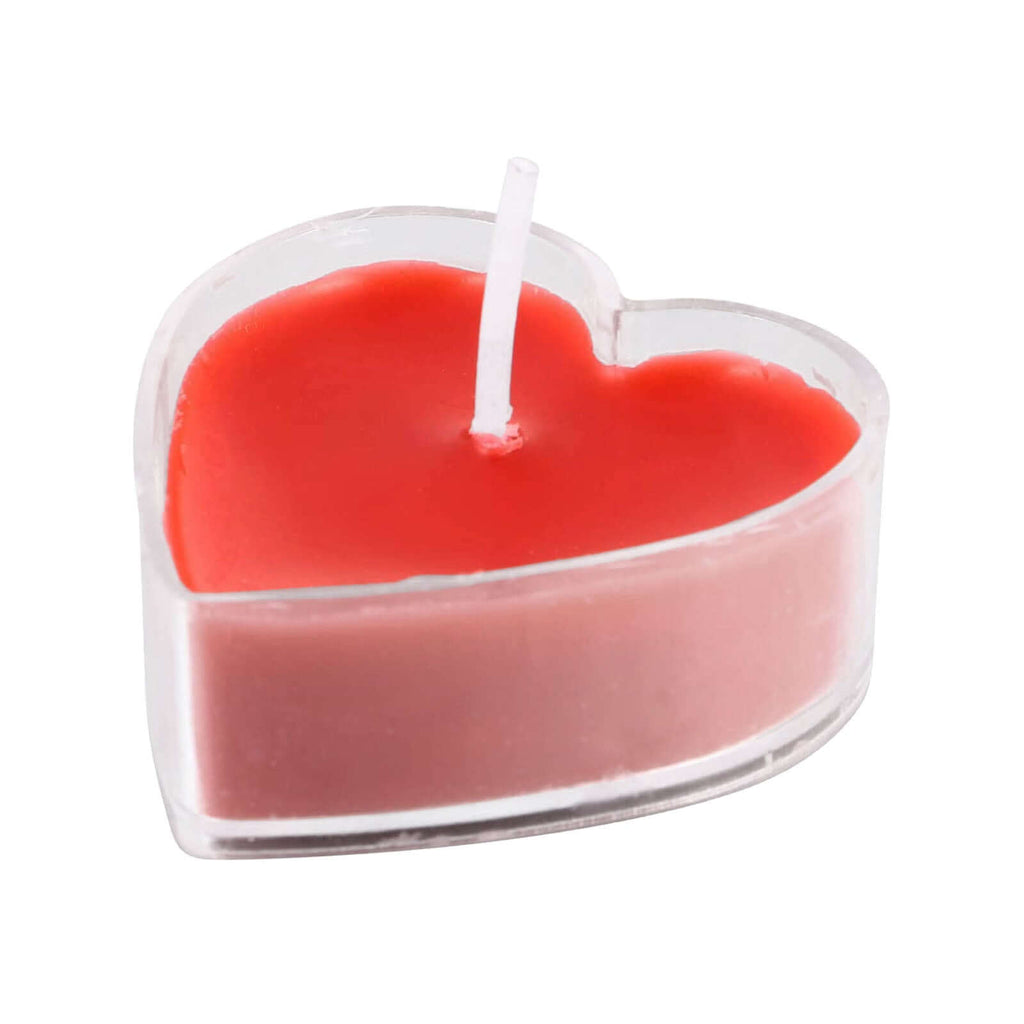 12-Pack Tealight Candles Heart Shaped Design Red - Valentines Decor for Romantic Settings Mini