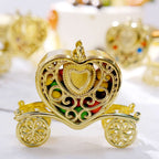 12 Pack 4" Gold Princess Heart Carriage Treats Party Favor Boxes, Candy Container Gift Boxes