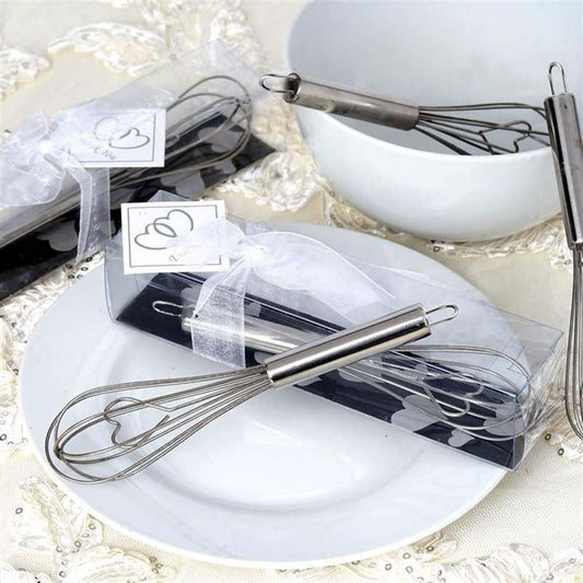 Heart Shaped Stainless Steel Whisk Party Favor With Free Gift Box, Ribbon & Thank You Tag