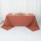Premium Polyester 90"x156" Rectangle Tablecloth Terracotta (Rust) - Seamless 220GSM Stain-Resistant Table Cover