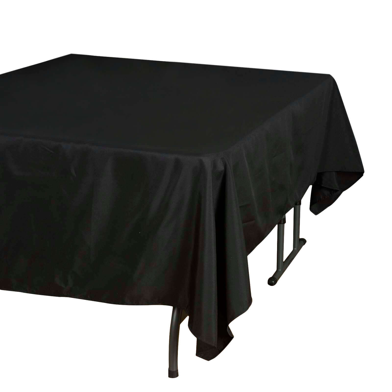 Polyester Square 70"x70" Tablecloth Black - Wrinkle-Resistant & Durable Table Cover for Events