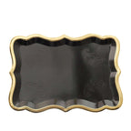 10-Pack Paper 14"x10" Rectangle Serving Trays Black - Heavy Duty Disposable 400GSM Cardboard Party Platters with Exquisite Gold Rim for Weddings & Parties