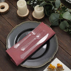 24-Pack Plastic Silverware Set with Fan Flared Tip Handle Clear - Heavy Duty Disposable Utensils 7"