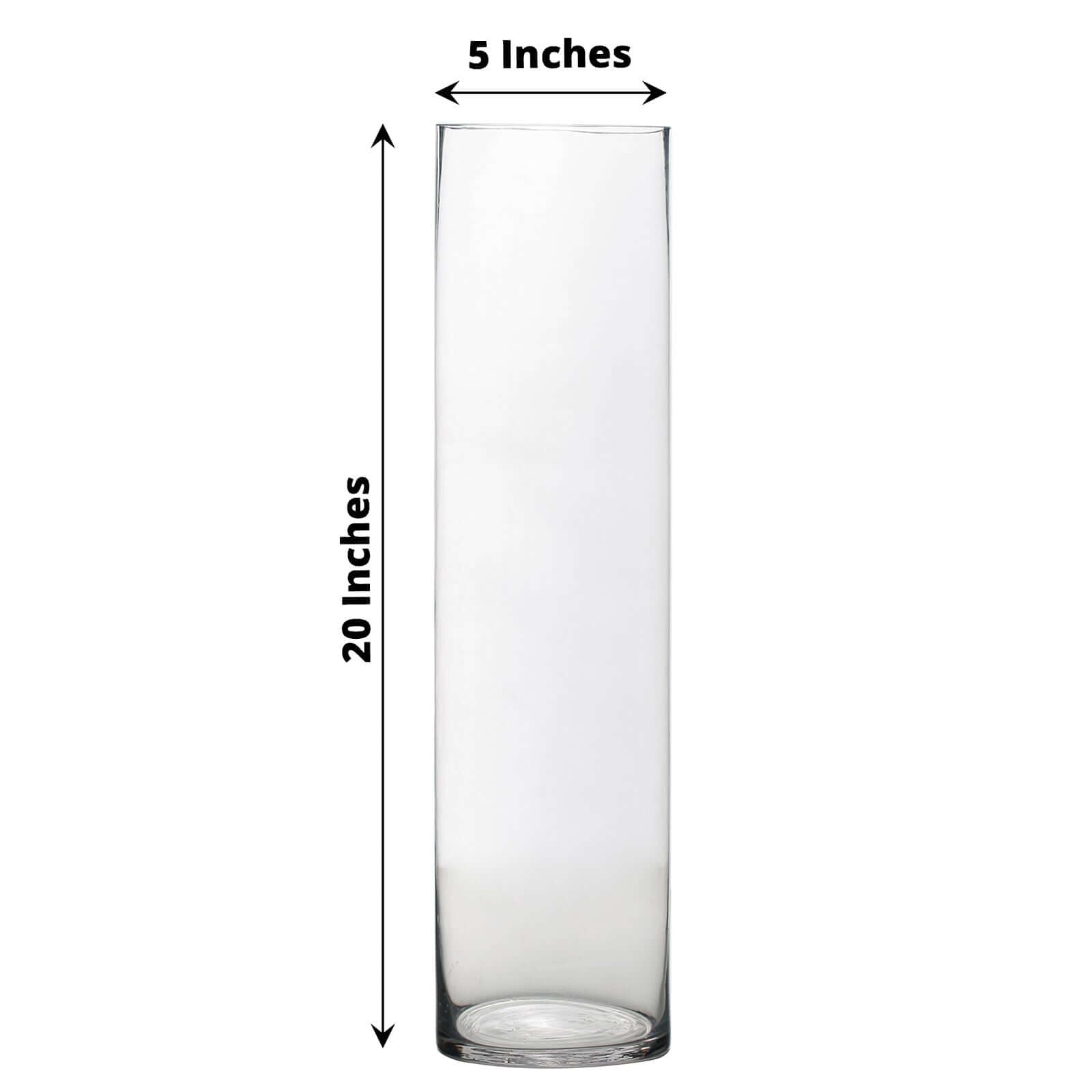 6-Pack Glass Flower Vases Cylinder Design Heavy Duty Clear - Stylish Centerpieces for Weddings 20"