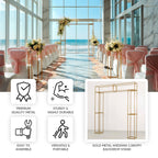 Heavy Duty Gold Metal 3D Rectangular Wedding Arch, 8ft Floral Balloon Frame Backdrop Stand - Bell Racket Store