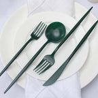 50-Pack Plastic Utensil Set Hunter Emerald Green - Premium Disposable Heavy Duty Sleek Flatware