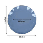 10-Pack Plastic Round 6" Dessert Plates in Ocean Blue Ruffled Rim with Gold Edging - Sturdy Disposable Salad Appetizer Dinnerware