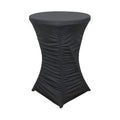 Heavy Duty Spandex 30" Fitted Round Cocktail Table Cover Black Ruched Pleated - Durable Stretch Design