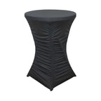 Heavy Duty Spandex 30" Fitted Round Cocktail Table Cover Black Ruched Pleated - Durable Stretch Design