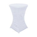 Heavy Duty Spandex 30" Fitted Round Cocktail Table Cover White Ruched Pleated - Durable Stretch Design