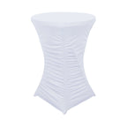 Heavy Duty Spandex 30" Fitted Round Cocktail Table Cover White Ruched Pleated - Durable Stretch Design